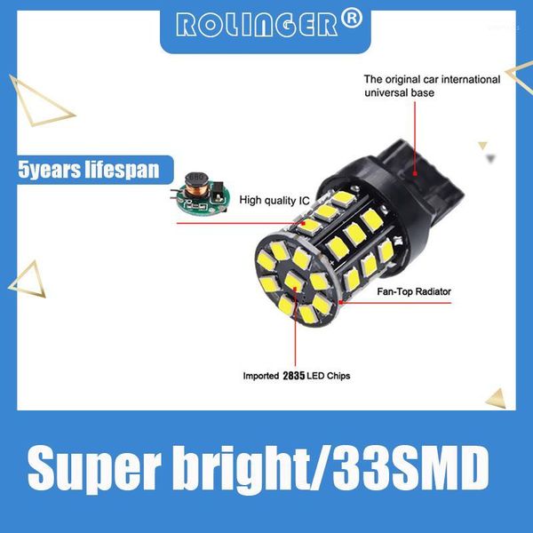 

super bright w21/5w 7440 led car bulb t20 tail brake lamp w21w wy21w parking rear back up bulbs 2835 33 smd led light1
