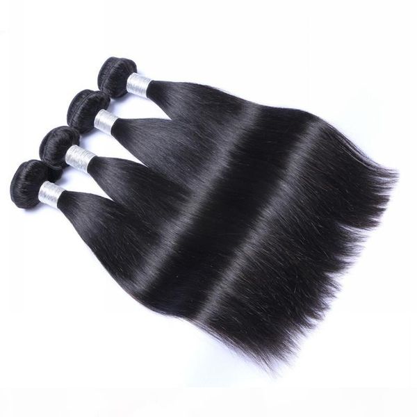

grade 7a--4 bundle 100% peruvian hair 90g per piece straight wave human hair remy hair weave dhl ing, Black