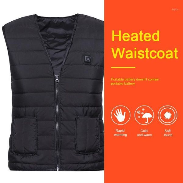 

men women heated vest cotton heating vest usb infrared electric heating outdoor flexible thermal winter warm jacket1, Gray;blue