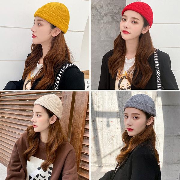 

korean domed winter knitted wool hat for men and women, Blue;gray