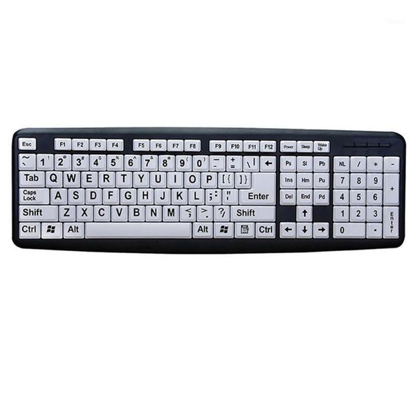 

keyboards easy operate black letters deskdurable old men eye protection abs wired mute computer keyboard home white keys usb interface1