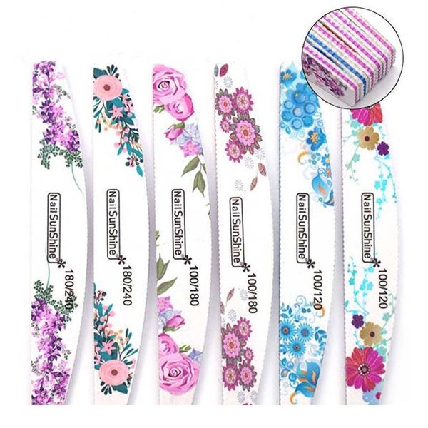 

25pcs 100/120/180/240 grits flower nail file strong sandpaper nail buffer block for manicure lime a ongle washable bo qyltwa