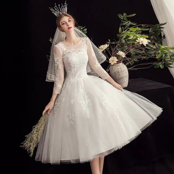 

2021 new short dress low-cut v wedding gown dressed as a bride p7iz, Blue;red