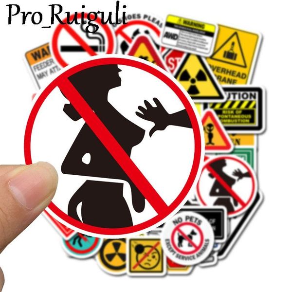 

50pcs warning signs children scrapbooking stickers waterproof pvc skateboard guitar suitcase graffiti sticker kids classic wmtjgn