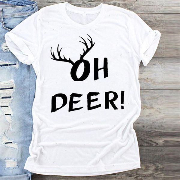 

women deer letter printing 90s holiday merry christmas print clothes graphic female tshirts t shirt ladies tee t shirt, White