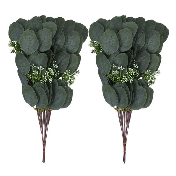 

20pcs artificial eucalyptus leaves stems 13.7 inches silver dollar eucalyptus plants for floral bouquets wedding decor