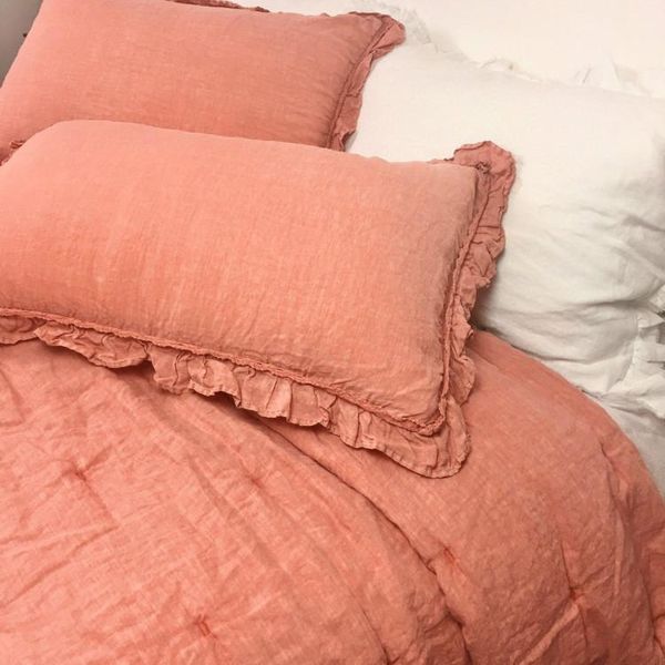

comforters & sets gxc 100% linen 3pcs handmade stoashed bedspread with pillowcases coverlets living coral bed bedding 1