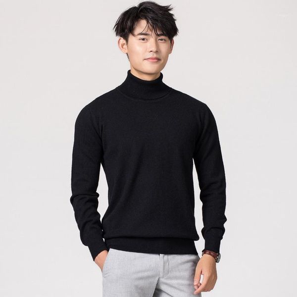

2020 new warm collar slim knitted sweater autumn winter pullover round-neck jumper solid color casual mens clothes korean style1, White;black