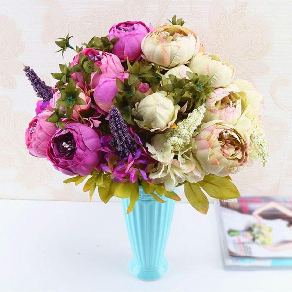 

decorative flowers & wreaths 13 branches/bouquet artificial peony vivid flores artificiales fake flower silk rose bride bouquet wedding home