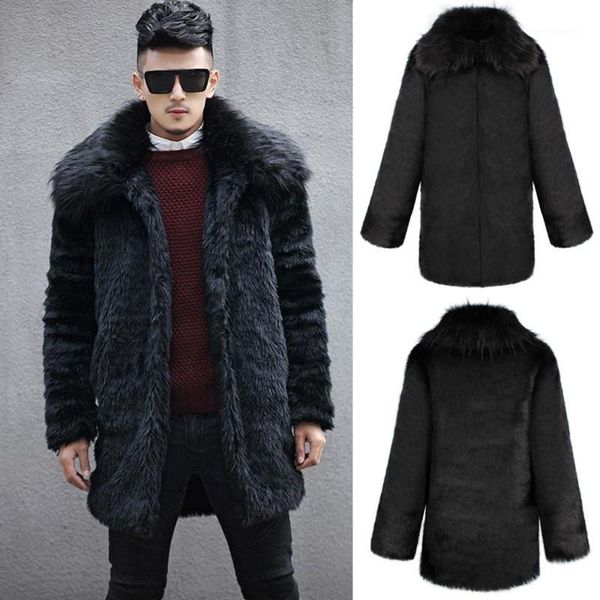 

men's fur & faux mens winter cardigan coat warm thick collar jacket parka outwear m10251, Black