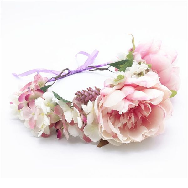 

women girl hair accessories headband festival big penoy flower crown wreath decoration for the hair wedding party bride qylglv