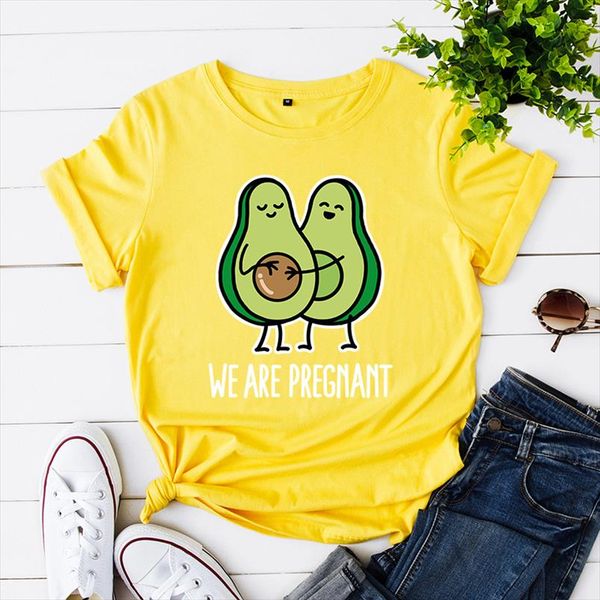 

s 5xl women clothes vegan print t shirt summer funny pregnant avocados basic cotton harajuku large size cartoon tee shirts, White