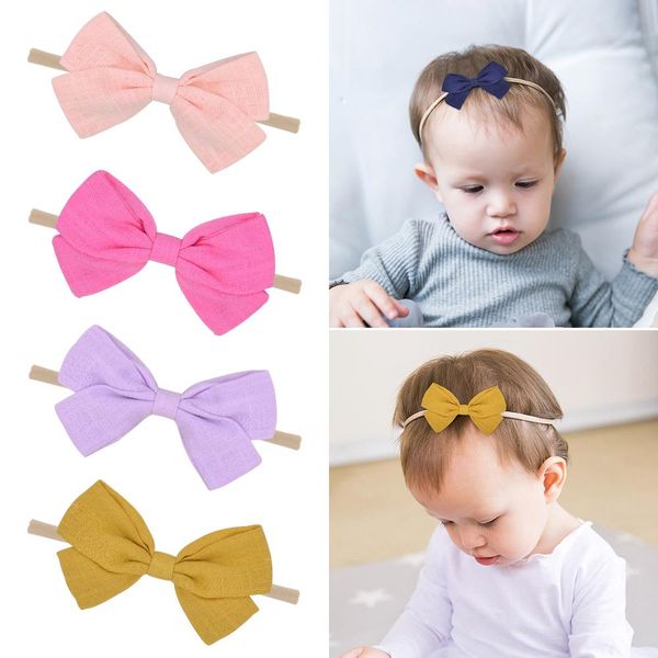 

12 colors solid nylon baby headband for kids girls hair bow elastic hair band newborn hairbands turban headwear hair accessories q jllbdm