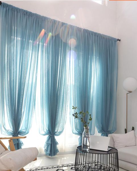 

linen custom curtain white gauze finished balcony yarn american garden living room window nordic partition curtains