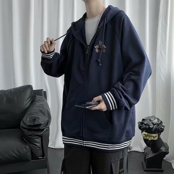 

men's coat 2020 new trend ins autumn korean loose student hooded sports sweater cardigan, Gray