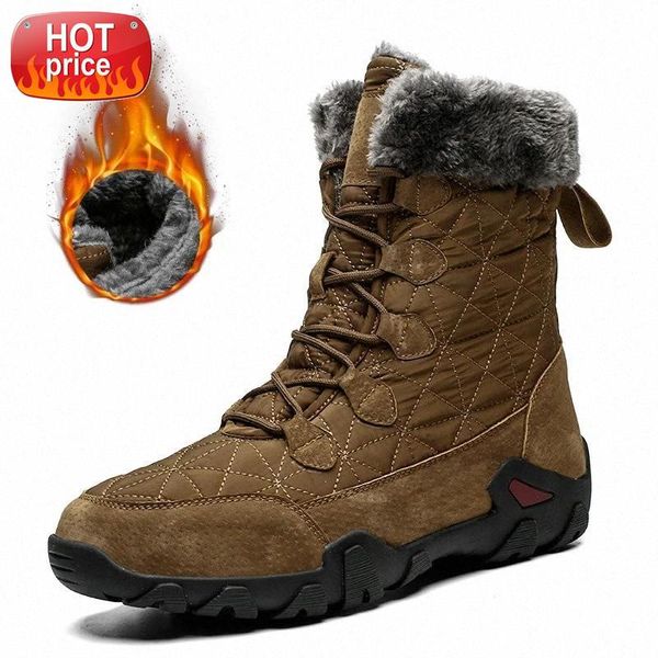 

winter new men's high-waterproof snow boots men's thick plush warm outdoor leisure ankle boots large size 38-47 #o45b