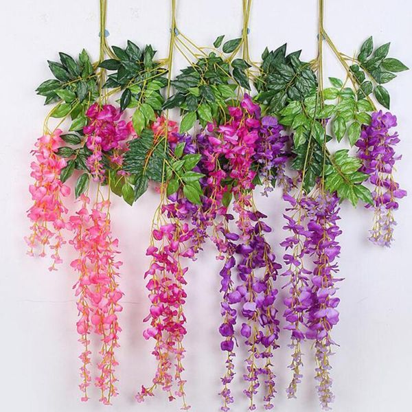 

decorative flowers & wreaths 1pc spring wedding strings silk wisteria arch gazebo decoration home yard garland artificial flowers1