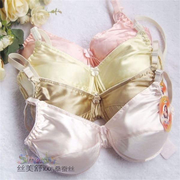 

appliques solid new arrival sutia bras for women sujetador double faced silk bra wireless ultra-thin pad new 201217, Red;black