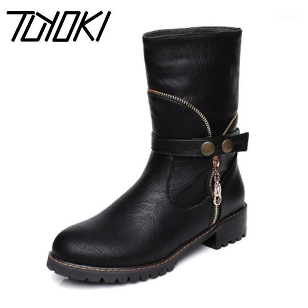 

boots tuyoki plus size 30-47 dropship women shoes riding leisure retro warm plush winter mid calf ladies footwear1, Black