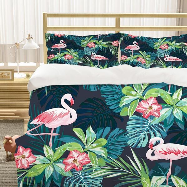 

3d cartoon animals cases custom design flamingo quilt cover sets pillow slips king  super king twin size modern beddings1