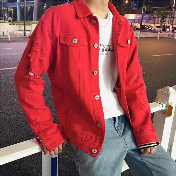 

2020 new denim jacket with fall hens for men ripped cowboy jackets solid-fit man jacket casual cotton jackets size big 5xl, Black;brown