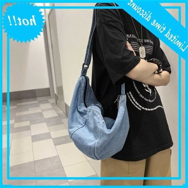 

denim origin pure color large capacity dumpling creative small fresh messenger bag
