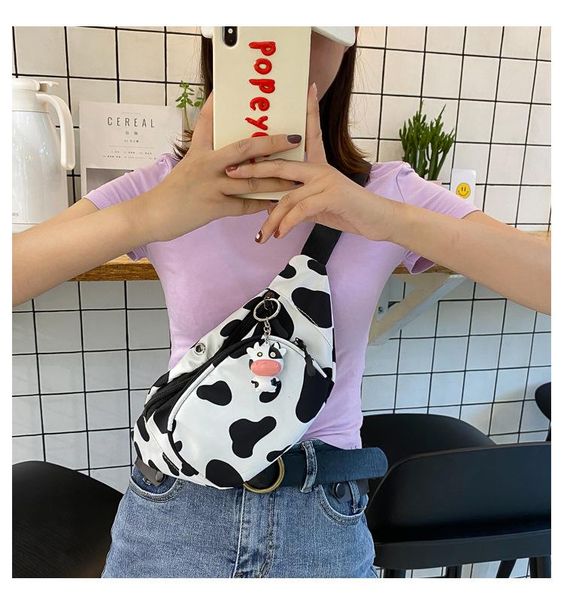 

women fanny pack, fashion animal print waist pack chest bag with adjustable strap black white 2021 new style