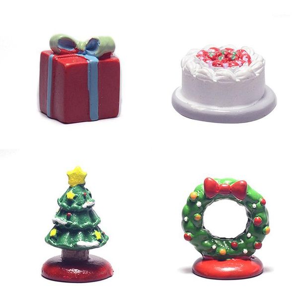 

resin xmas tree gift box wreath cake figurine craft garden ornament miniature plant pot micro landscape bonsai christmas gift1