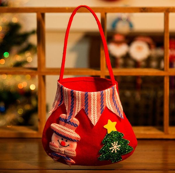 Großhandel Weihnachtssüßigkeitsbeutel Modegeschenke Sack Handtaschen Apple-Einkaufstasche Kinder Schneemann Schneemann kleine Geschenk-Süßigkeitssäcke