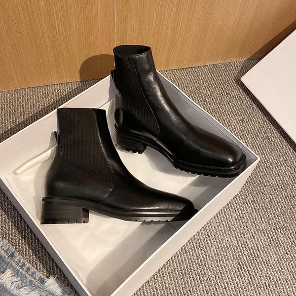 

winter boots genuine leather women fashion cow women's shoes size 34-40, Black