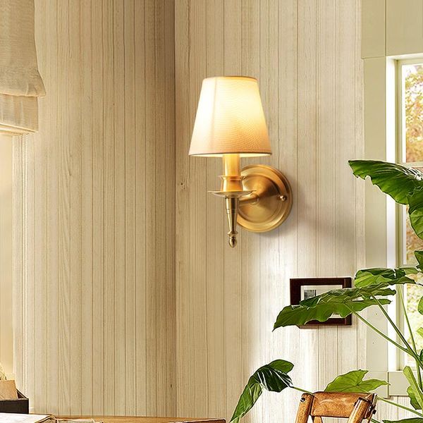 

American All Copper led Wall Lamp Bedroom Light Bedside Lamp Living Room Wall Light Bathroom led Mirror Bedside