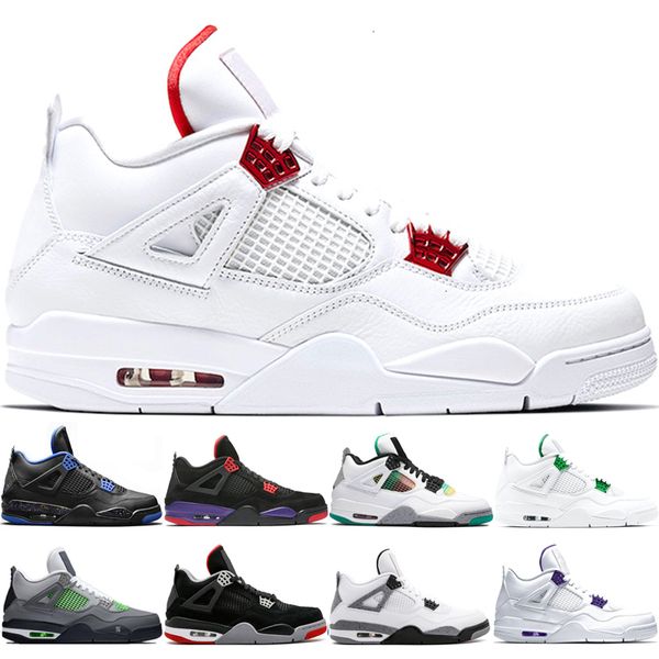 

4s basketball 4 men sports shoes red metallic rasta white cement flight nostalgia motosports blue royalty denim des chaussures, White;red