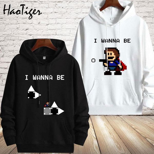 

i wanna be casual game around autumn men's loose hoodie outerwear with plush