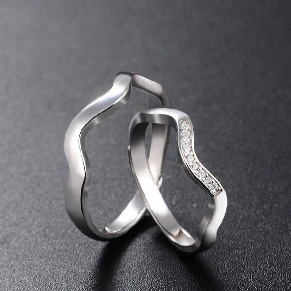 

cluster rings adjustable ring couple a pair of 925 sterling silver japanese and korean simple jewelry accessories, Golden;silver