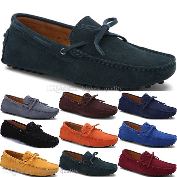 

086 new fashion mens casual shoes leather british style spring couple genuine peas scrub men drive lazy man overshoes outdoor comfortable br, Black