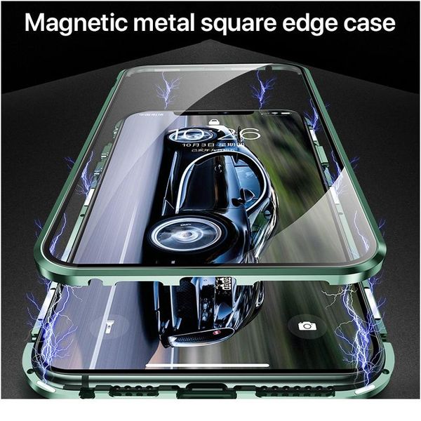 

360 protective double sided glass magnetic metal case for iphone 12 11 pro x xs max xr with camera lens protectio wmtjlc