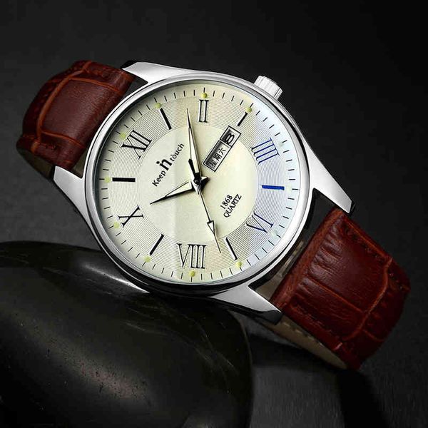 

fashion classic watch men luxury leather quartz wristwatches 12 hour date waterproof watches for sport clock reloj hombre, Silver