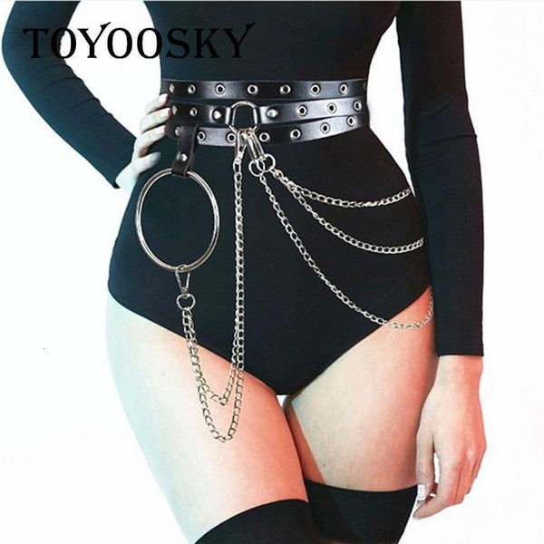 

new belt for women ladies female casual belt designer decorative chain punk style adjustable suspender toyoosky, Black;brown