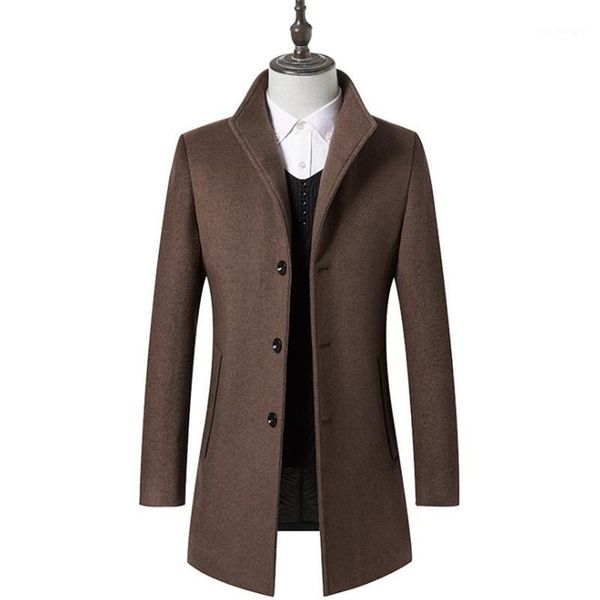 

long wool blends new autumn 2019 men fashion slim turn down collar overcoat men casual wool jacket winter windbreaker ds508151, Black