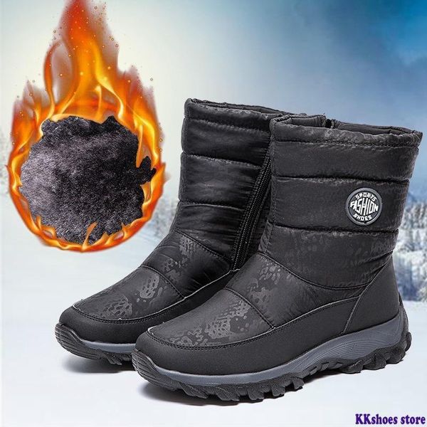

new women snow shoes zipper women's winter ankle shoes warm boots for women warterproof plush warm boots woman black large size