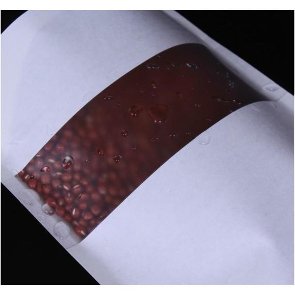 

white kraft paper mylar self-styled doypack bags with clear window food tea snack package storage bag stand up packag jllmty trustbde