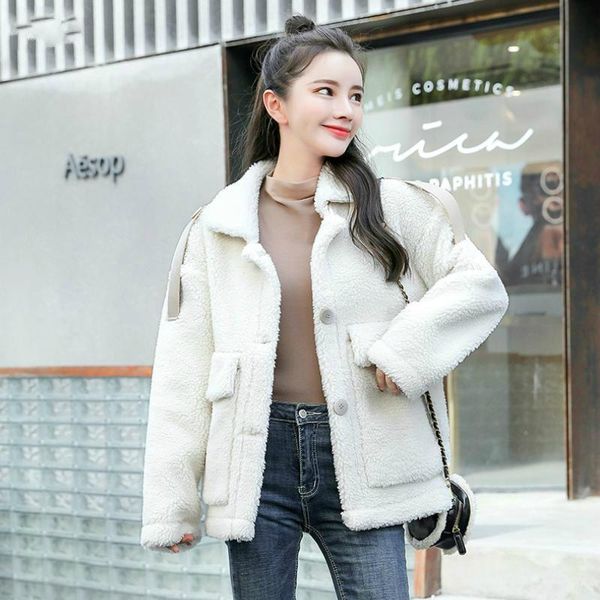 

women's fur & faux thick winter jacket teddy bear coat 2021 autumn warm fake furry ladies jackets and coats for women outerwear, Black