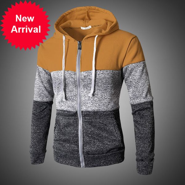 

mens patchwork 2020 autumn casual slim fit shirts hoodies male zipper coats, Black