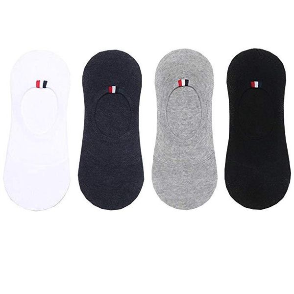 

invisible cotton socks male low cut ankle socks slippers simple black grey white non-slip silicone boat sox unisex, Black;white