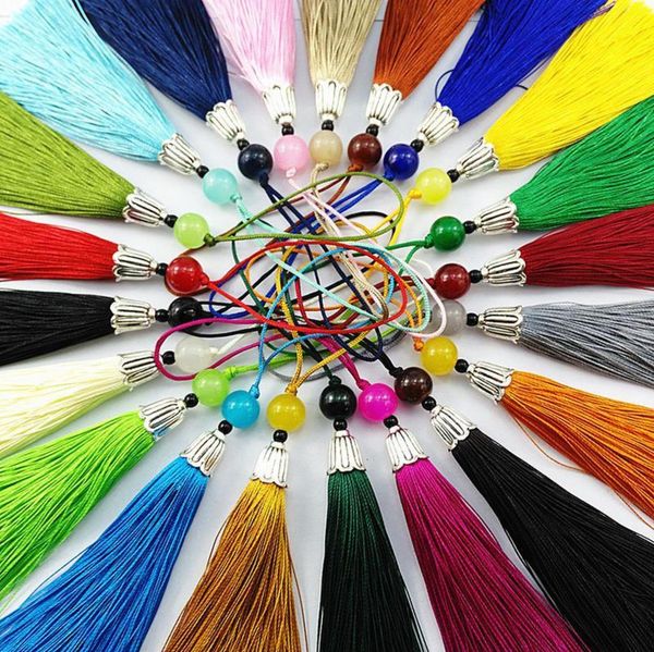 

5 10pcs colored beaded silk tassel diy keychain garments decor accessories pendants woman phone bag alloy cord tassels fringe h qyltek