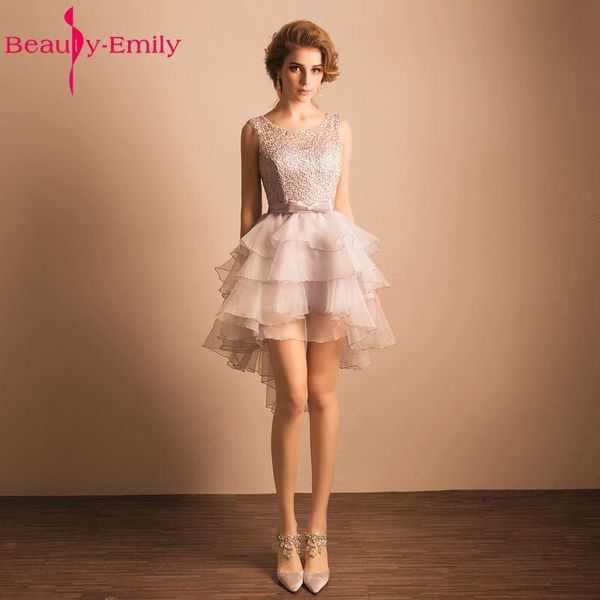 

beauty-emily grey mini cocktail dresses 2020 o-neck new design formal prom gowns short mini cocktail party prom dress, White;black