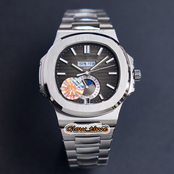 

jhf version annual calendar moon-phase 24h display-dial 5726/1a-001 cal.324 s qa lu 24 h automatic mens-watch silver steel luxry watches, Slivery;brown