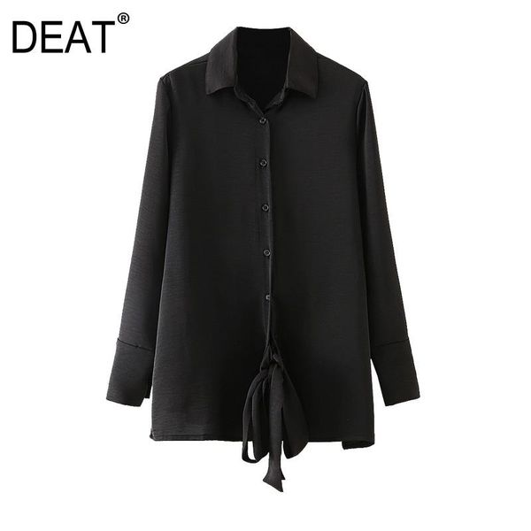 

women's blouses & shirts [deat] 2021 spring autumn fashion simple style turn-down collar solid color single-breasted women shirt loose, White