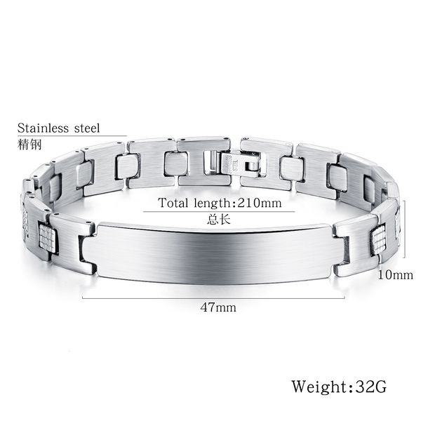 

custom 10mm heavy chain men's personalized blank charm bracelet in stainless steel