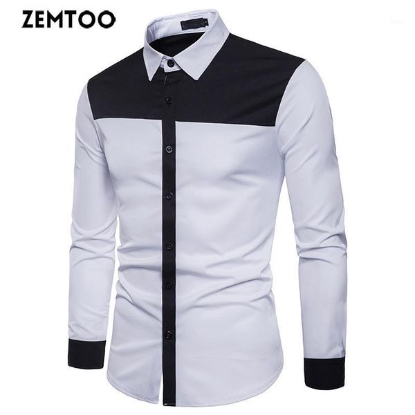 

zemtoo 2018 spring autumn features shirts men casual shirt new arrival long sleeve casual slim fit male shirts fashion men shirt1, White;black